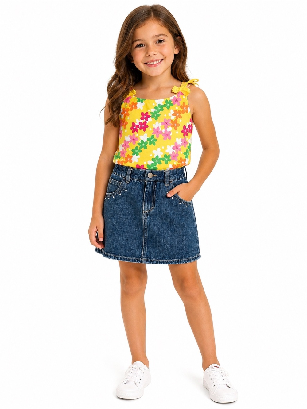 Gymboree Girls Blue Denim Shorts with Yellow Logo Tag